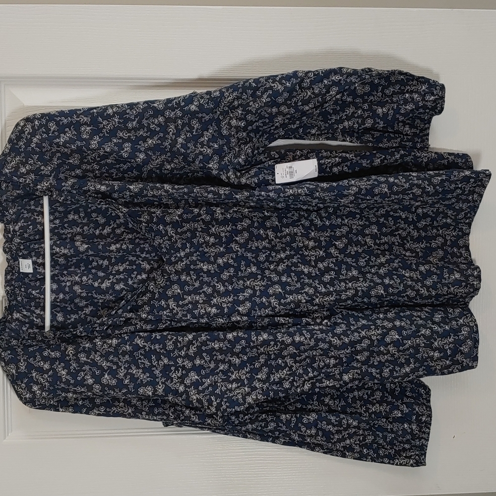 Old Navy Peasant Top Navy Cream Floral XXL
